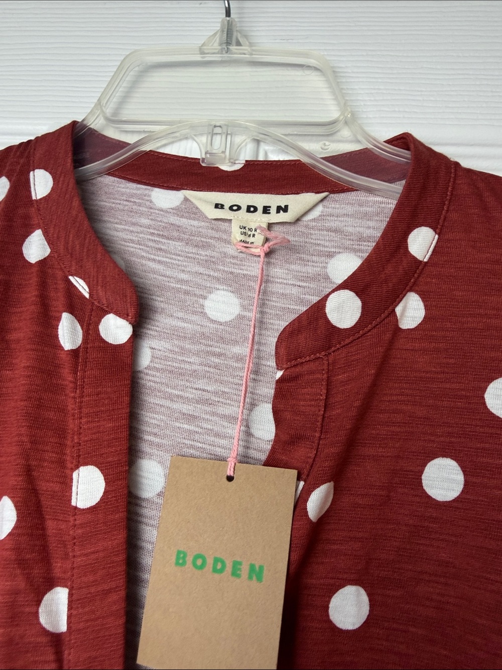 Boden Rust Red Polka Dot Long Sleeve Tie-Waist Midi Dress - Picture 3 of 15